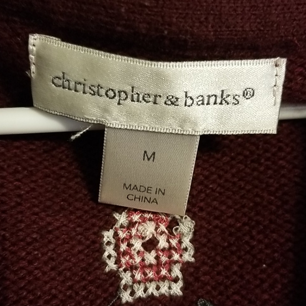 M burgundy embroidered cardigan - Picture 2 of 4